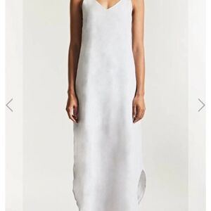 NWT REVOLVE KRISA Womens Linen Slip Dress Size Large Charcoal Spaghetti Strap